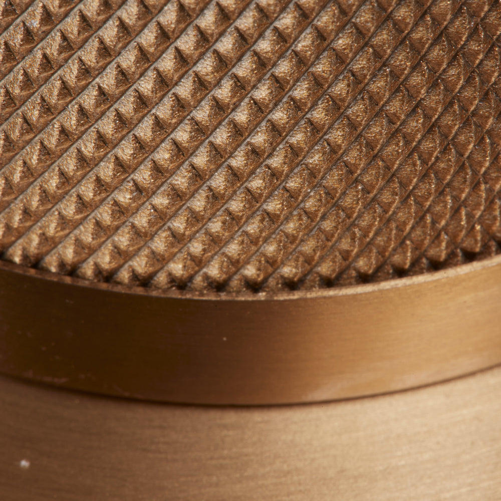 Industville - Knurled Pillar Table Lamp - Brass Base - Rounded Rectangle Cotton Lampshade