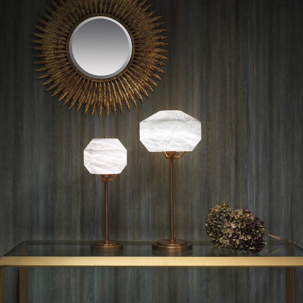 Northern Light - Caldera Table Lamp Large - Rich Bronze Finish - White Alabaster Shade