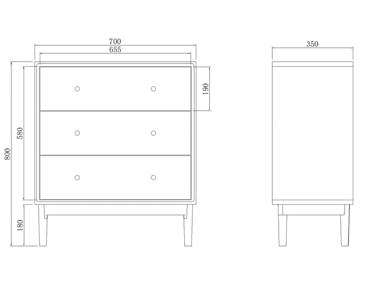 Fishe & Lilly Wright Walnut Chest of 3 Drawers