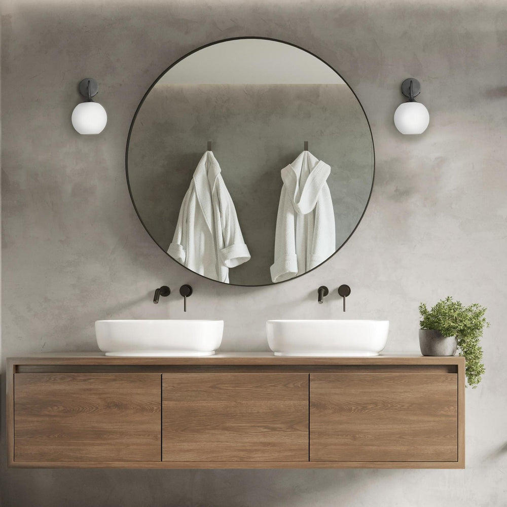 Industville - Chelsea Wall Light - White - Opal Glass Globe - 7 Inch - Brass Wall Holder