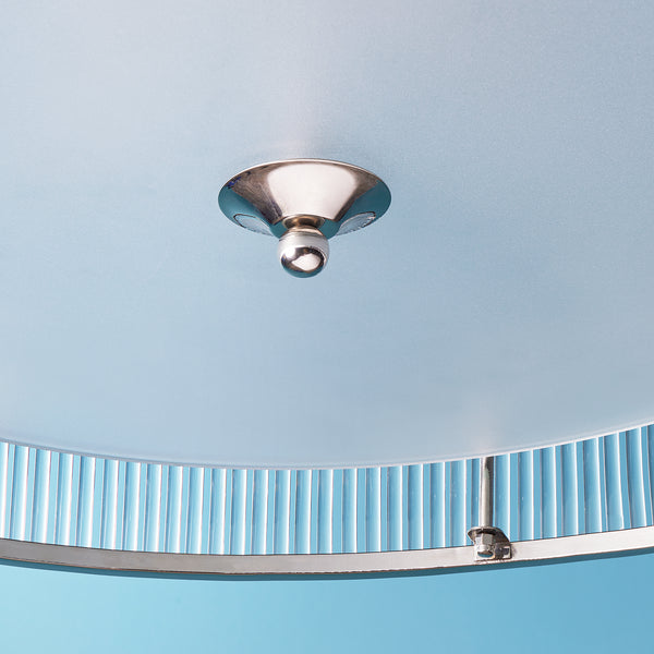 Pooky - Artemis Chandelier - Nickel With Glass Rods And Frosted Glass Baffle