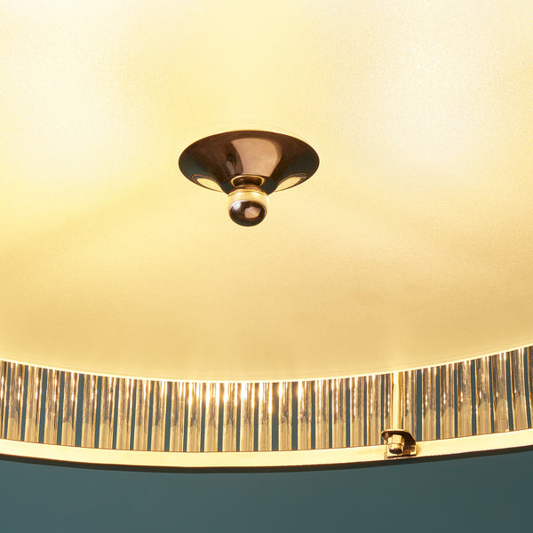 Pooky - Artemis Chandelier - Nickel With Glass Rods And Frosted Glass Baffle