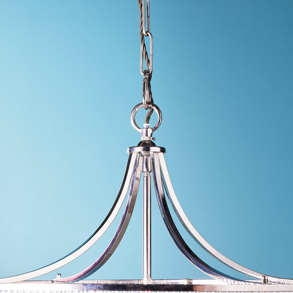 Pooky - Artemis Chandelier - Nickel With Glass Rods And Frosted Glass Baffle