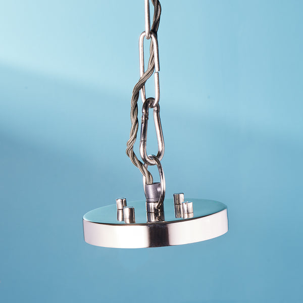 Pooky - Artemis Chandelier - Nickel With Glass Rods And Frosted Glass Baffle