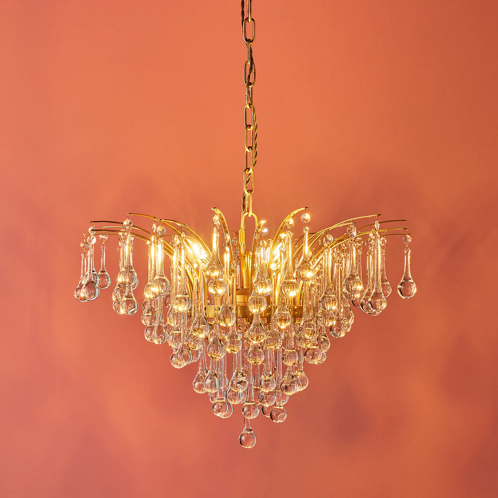 Pooky Smaller Capulet Chandelier in Glass and Brass