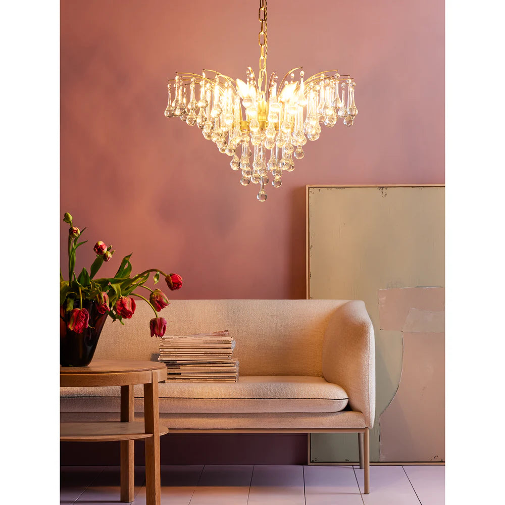 Pooky Smaller Capulet Chandelier in Glass and Brass