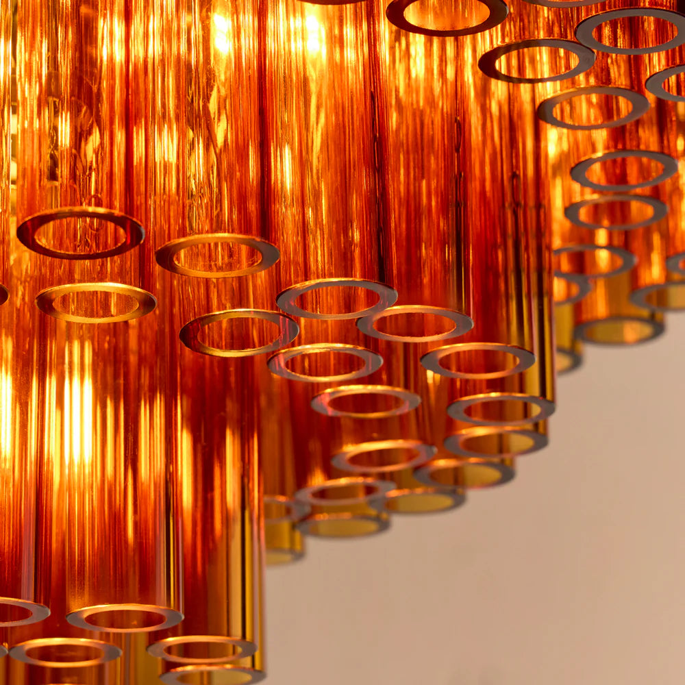 Pooky Chiara Chandelier in Amber Glass
