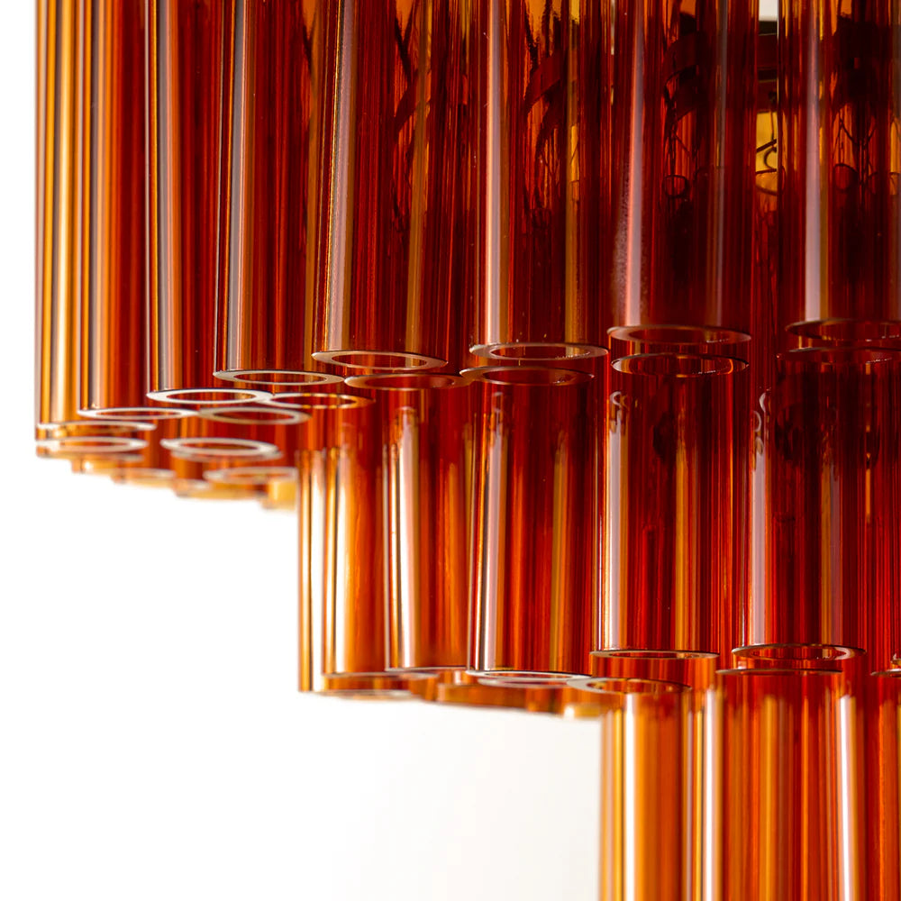 Pooky Chiara Chandelier in Amber Glass