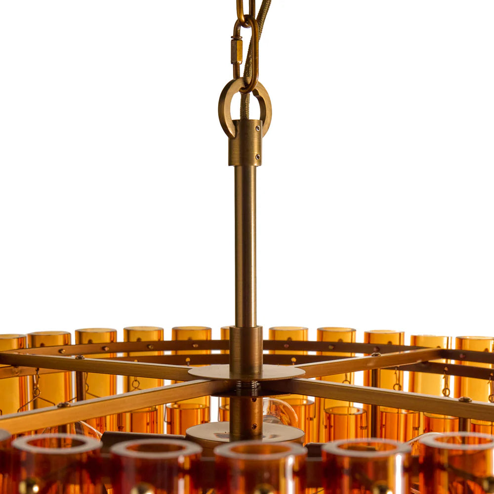 Pooky Chiara Chandelier in Amber Glass