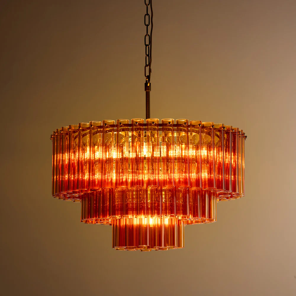 Pooky Chiara Chandelier in Amber Glass