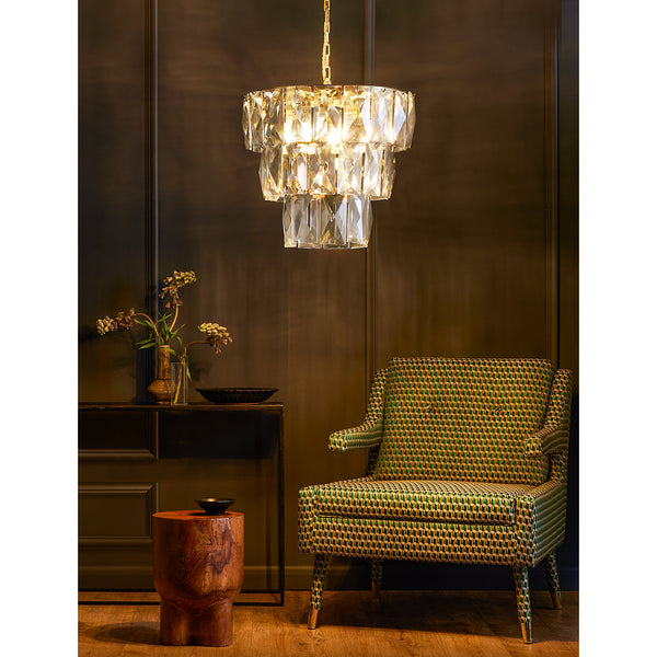 Pooky - Three Tiered Conchita Chandelier - Prismatic Glass And Brass
