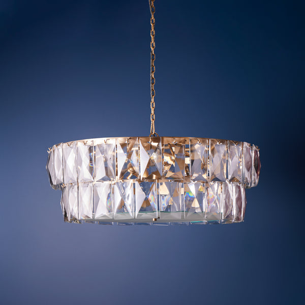 Pooky - Two Tiered Conchita Chandelier - Prismatic Glass And Brass