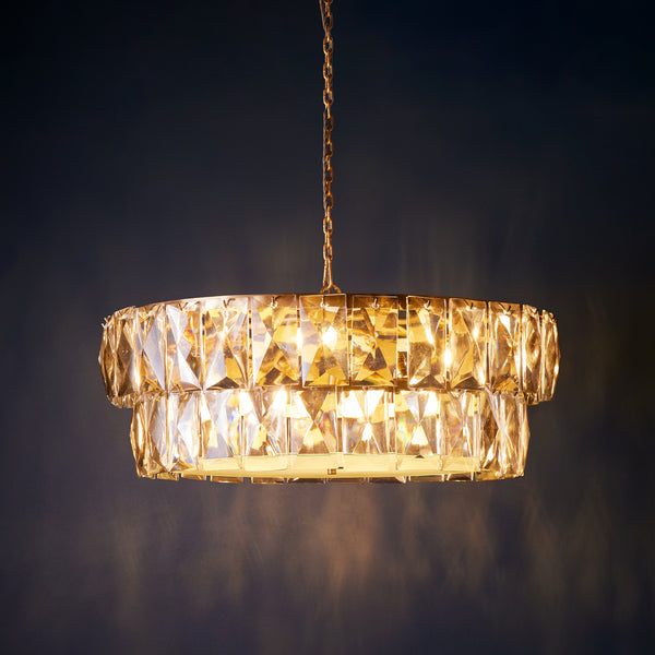 Pooky - Two Tiered Conchita Chandelier - Prismatic Glass And Brass