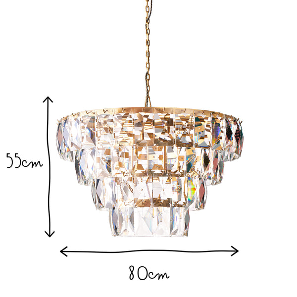 Pooky - Four Tiered Conchita Chandelier - Prismatic Glass And Brass
