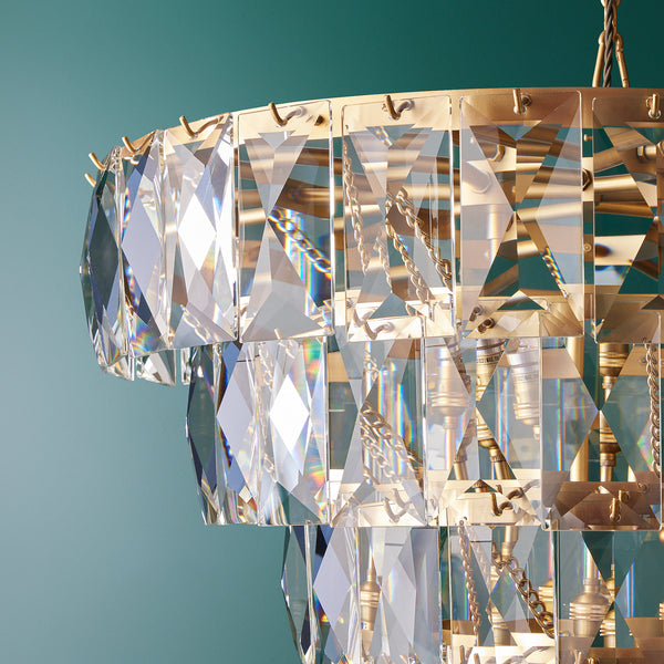 Pooky - Four Tiered Conchita Chandelier - Prismatic Glass And Brass