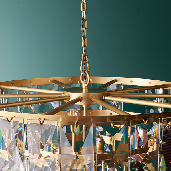 Pooky - Four Tiered Conchita Chandelier - Prismatic Glass And Brass