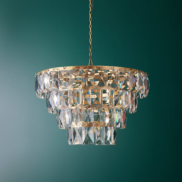 Pooky - Four Tiered Conchita Chandelier - Prismatic Glass And Brass