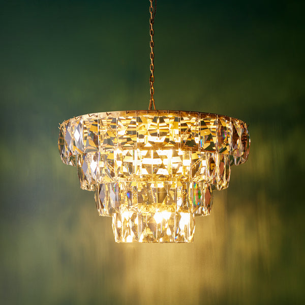 Pooky - Four Tiered Conchita Chandelier - Prismatic Glass And Brass