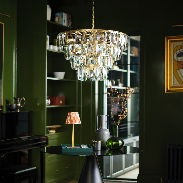 Pooky - Four Tiered Conchita Chandelier - Prismatic Glass And Brass