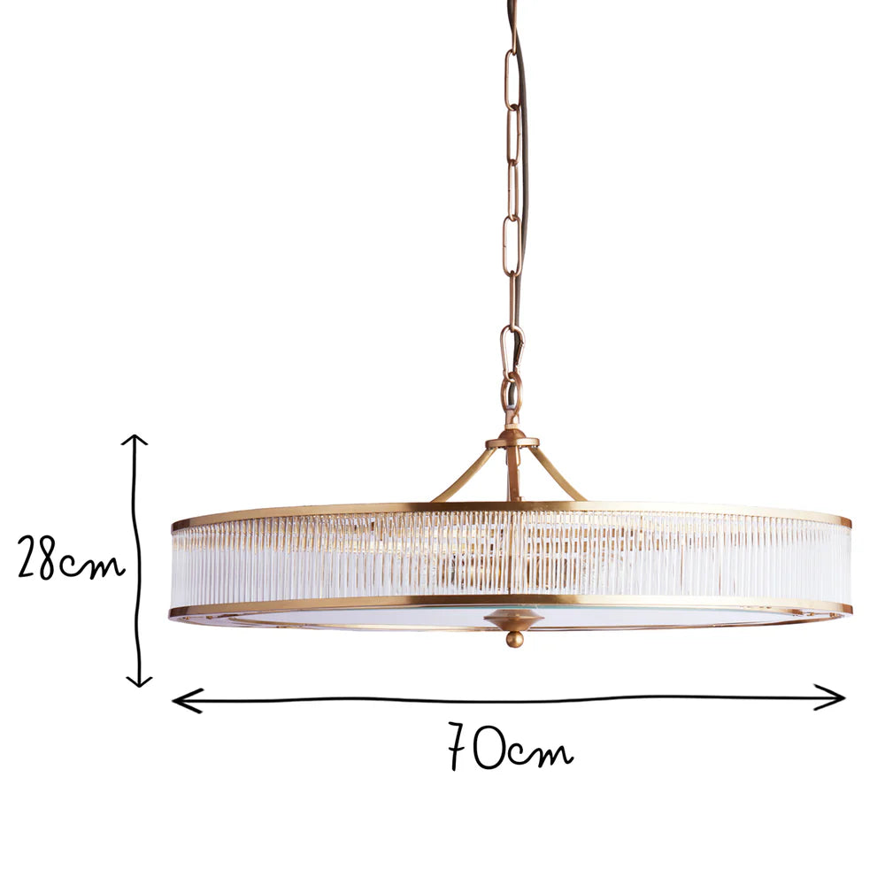 Pooky Demeter Chandelier in Brass with Glass Rods