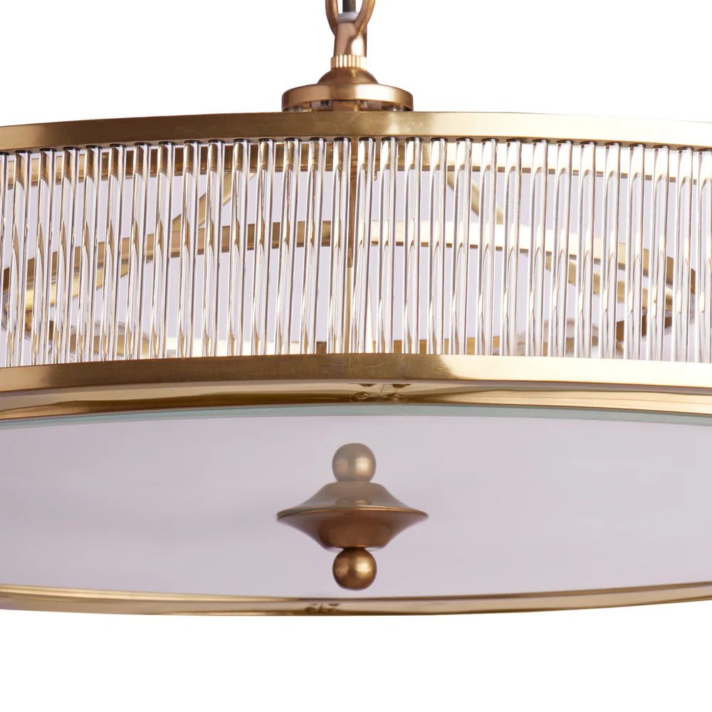 Pooky Demeter Chandelier in Brass with Glass Rods