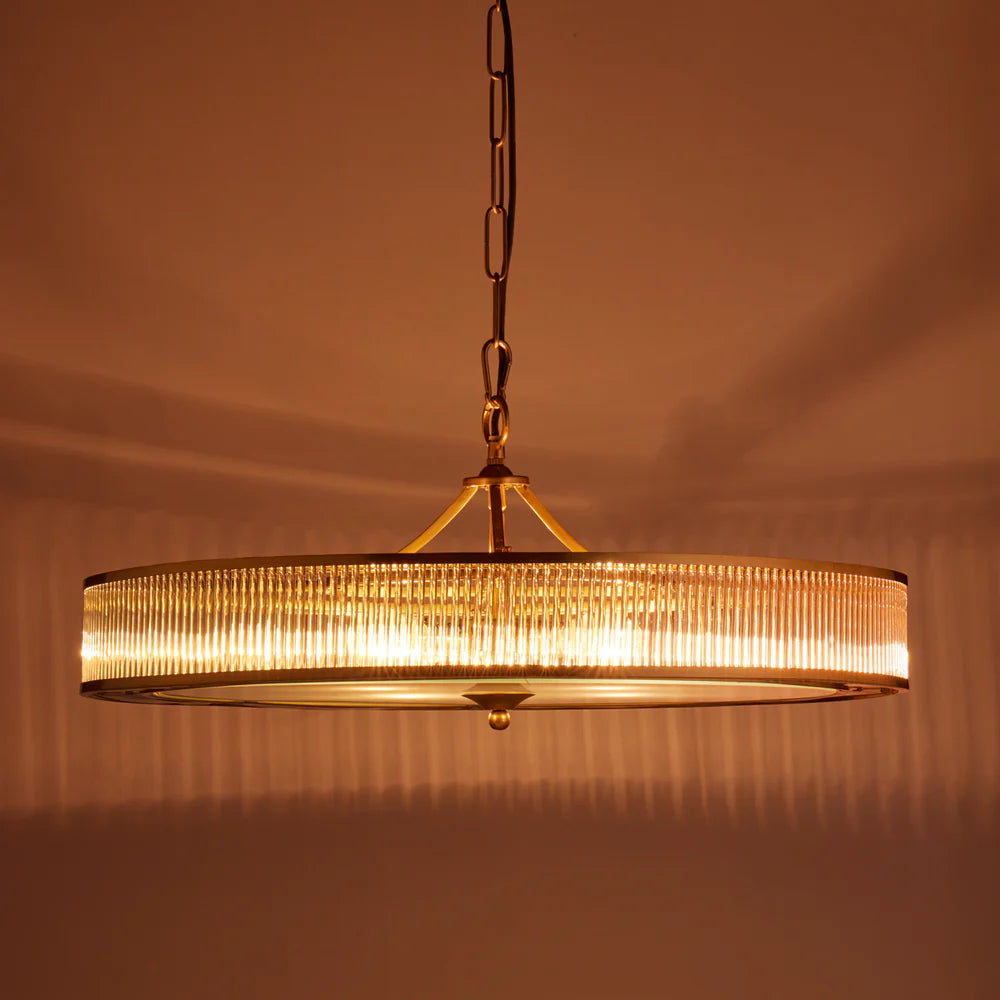 Pooky Demeter Chandelier in Brass with Glass Rods