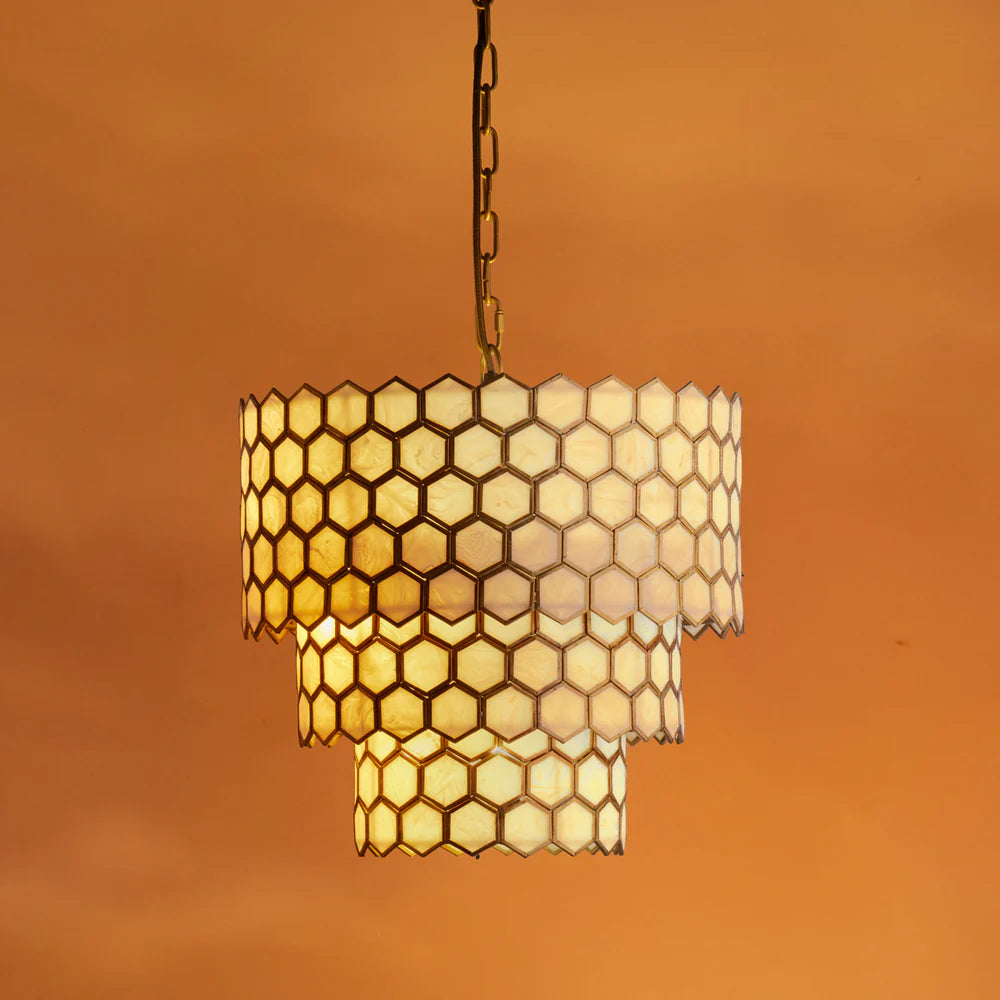 Pooky Glamazon Three Tier Chandelier in Brass and Resin