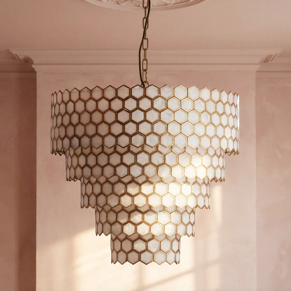 Pooky Glamazon Five Tier Chandelier in Brass and Resin
