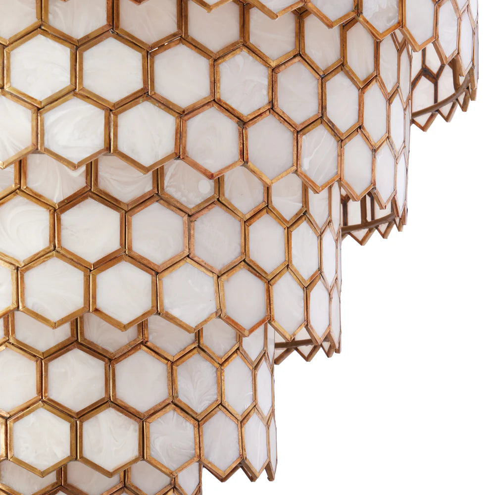 Pooky Glamazon Five Tier Chandelier in Brass and Resin