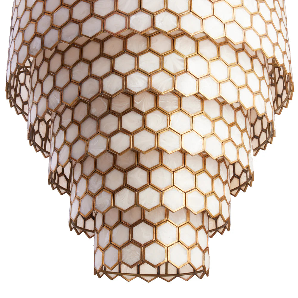 Pooky Glamazon Five Tier Chandelier in Brass and Resin
