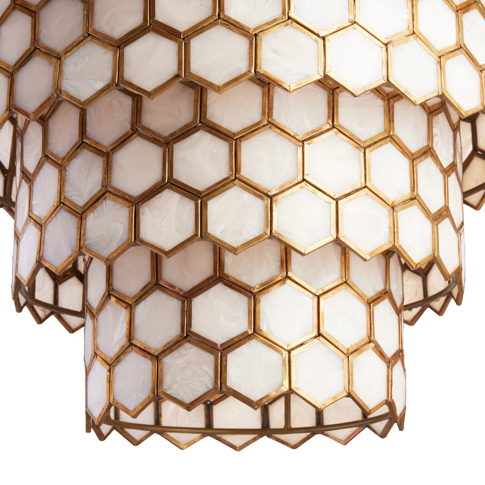 Pooky Glamazon Five Tier Chandelier in Brass and Resin