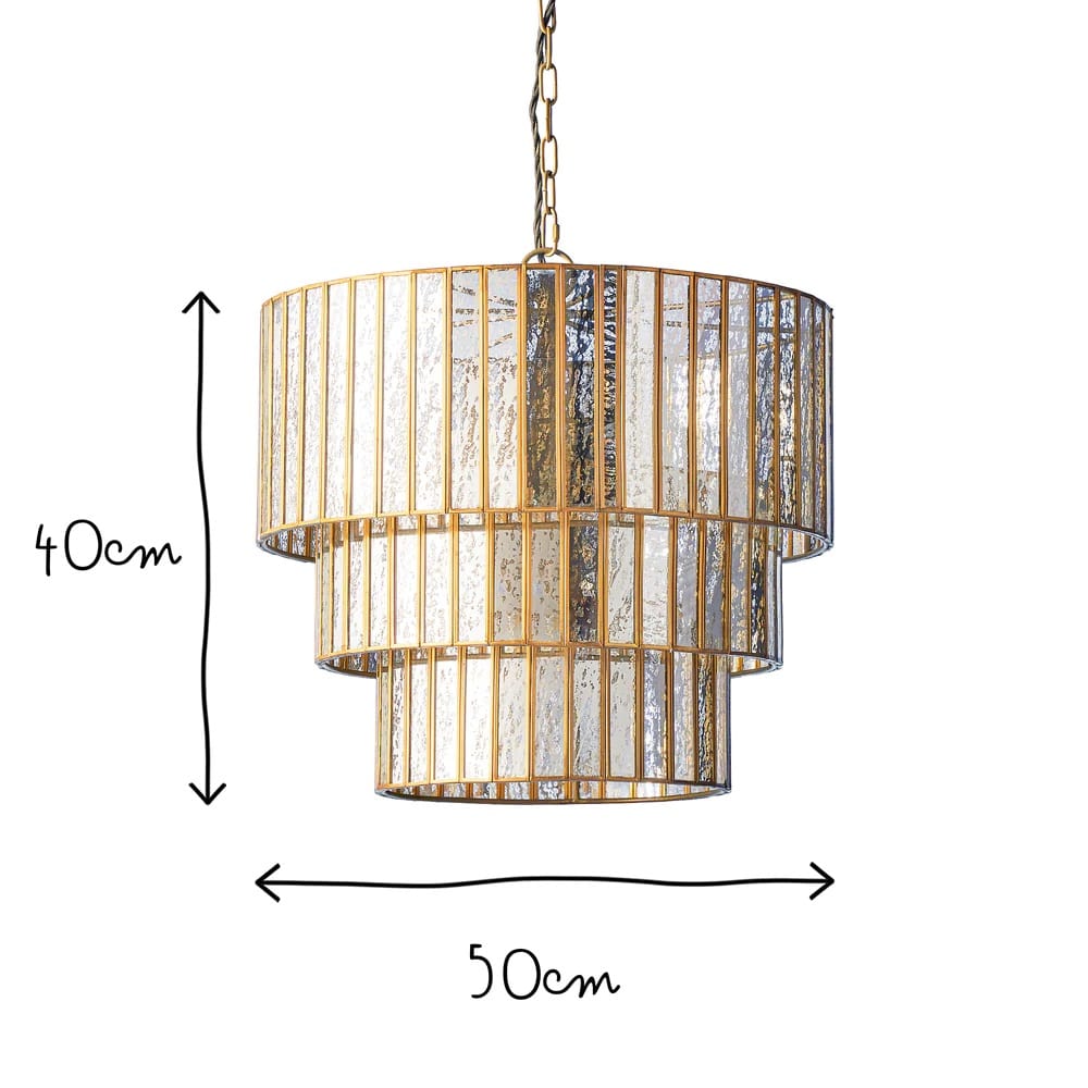 Pooky Three Tiered Galactica Chandelier in mercurised glass