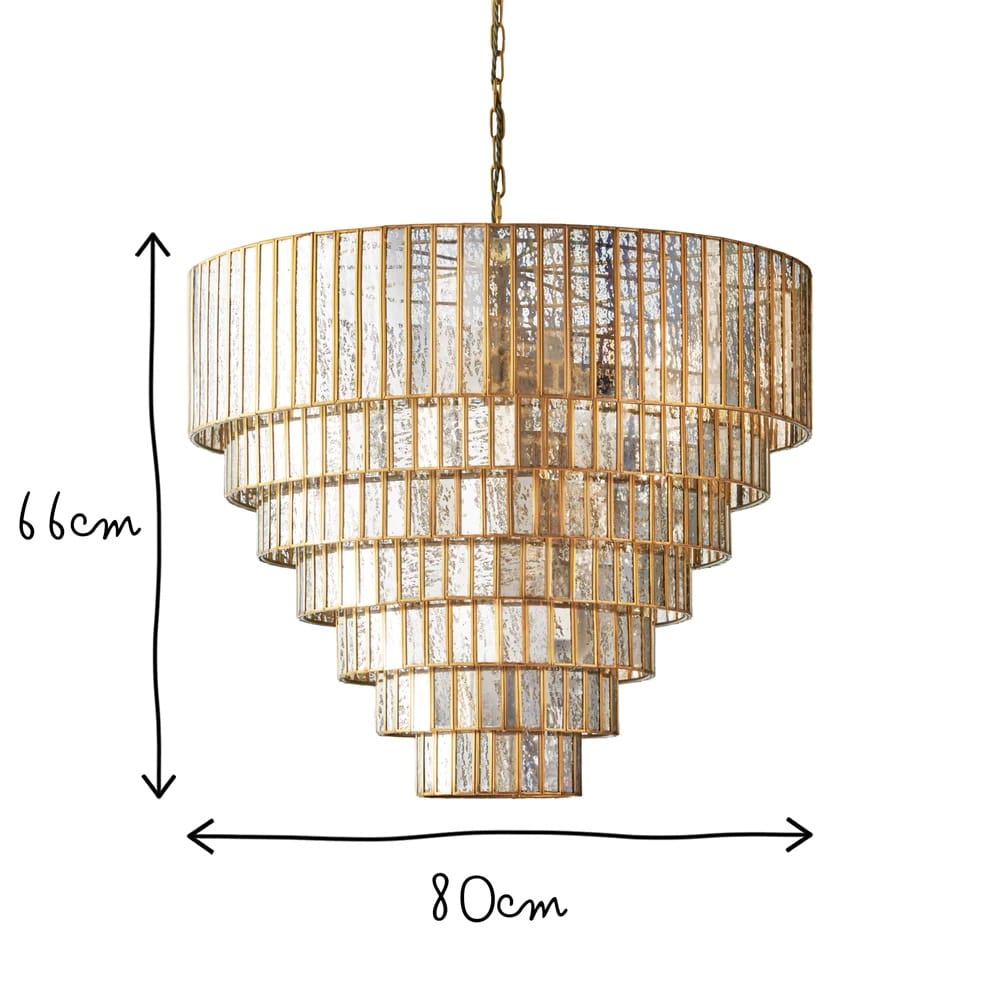 Pooky Seven Tiered Galactica Chandelier in mercurised glass