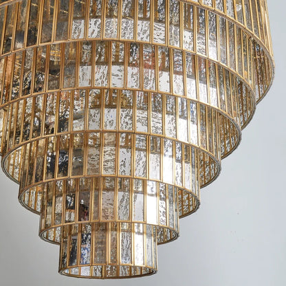 Pooky Seven Tiered Galactica Chandelier in mercurised glass