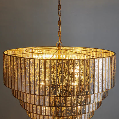 Pooky Seven Tiered Galactica Chandelier in mercurised glass