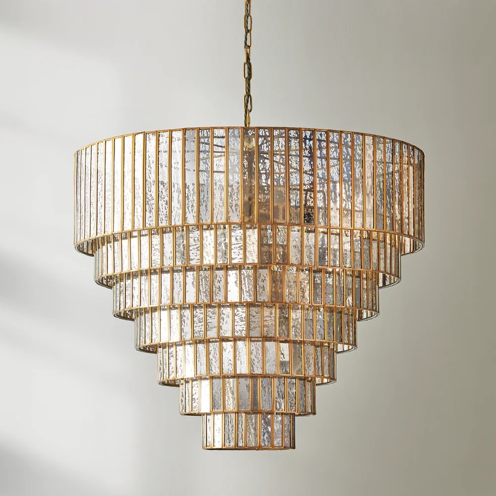 Pooky Seven Tiered Galactica Chandelier in mercurised glass