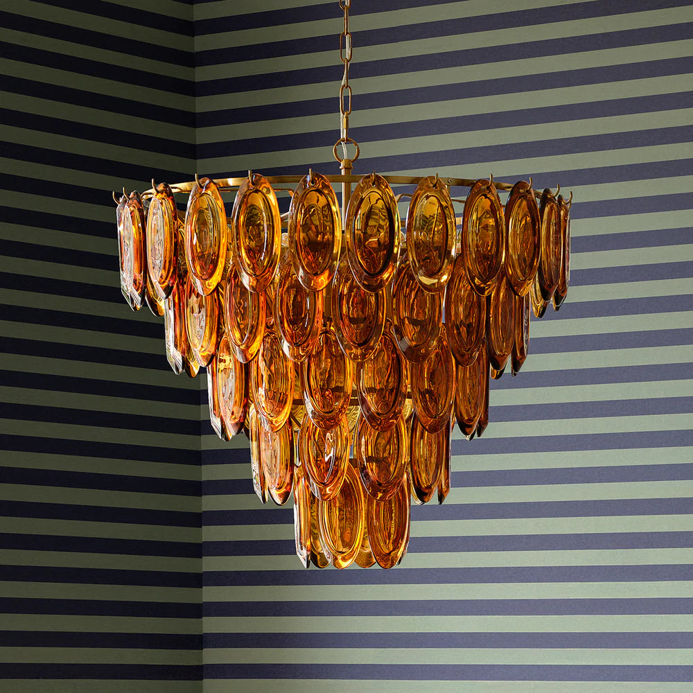 Pooky Lyle Chandelier in amber glass