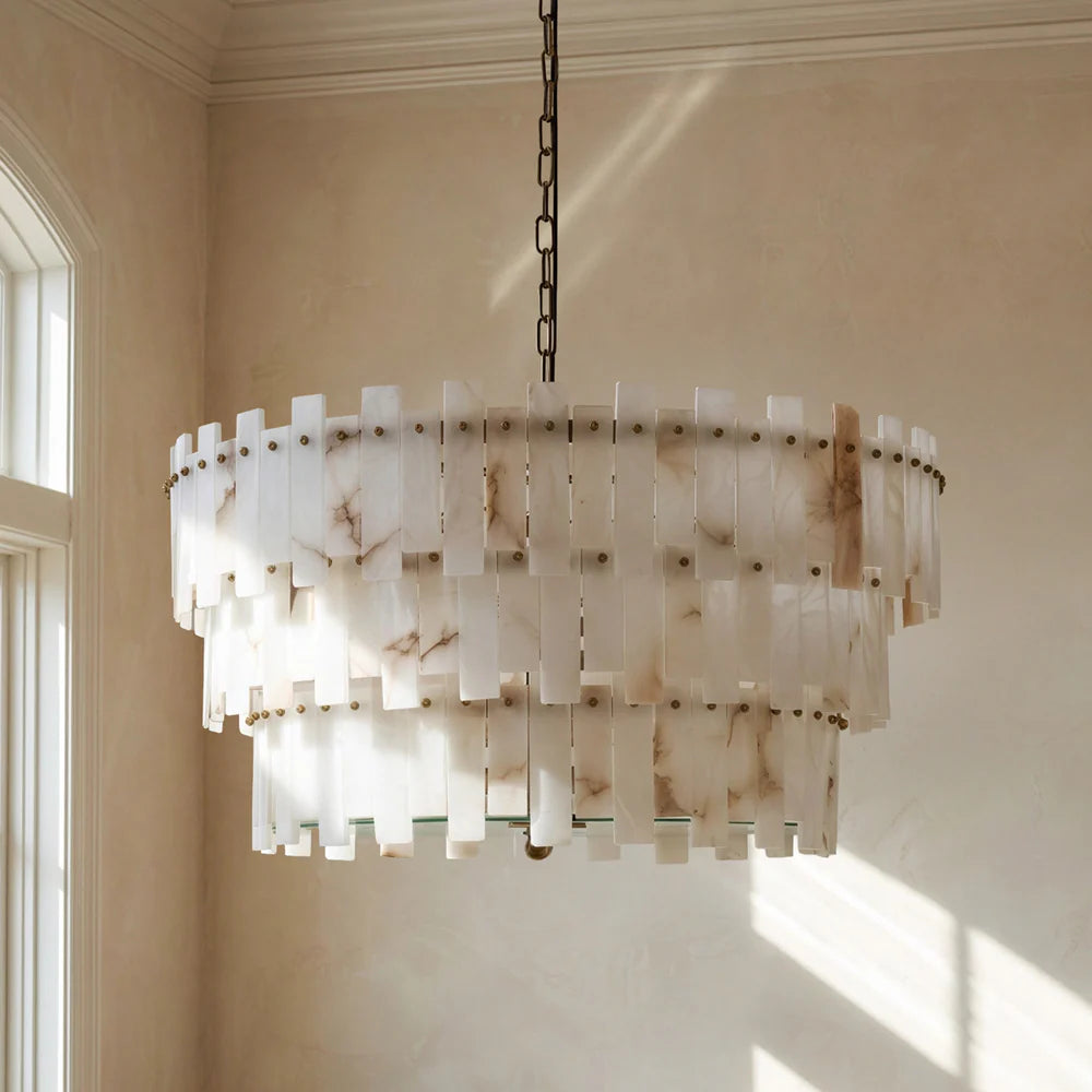 Pooky Octavious Chandelier in Alabaster