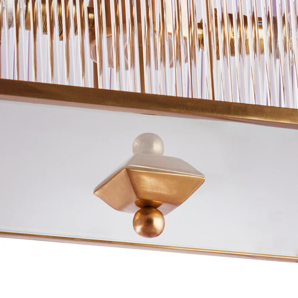 Pooky Smaller Odin Chandelier in Brass with Glass Rods