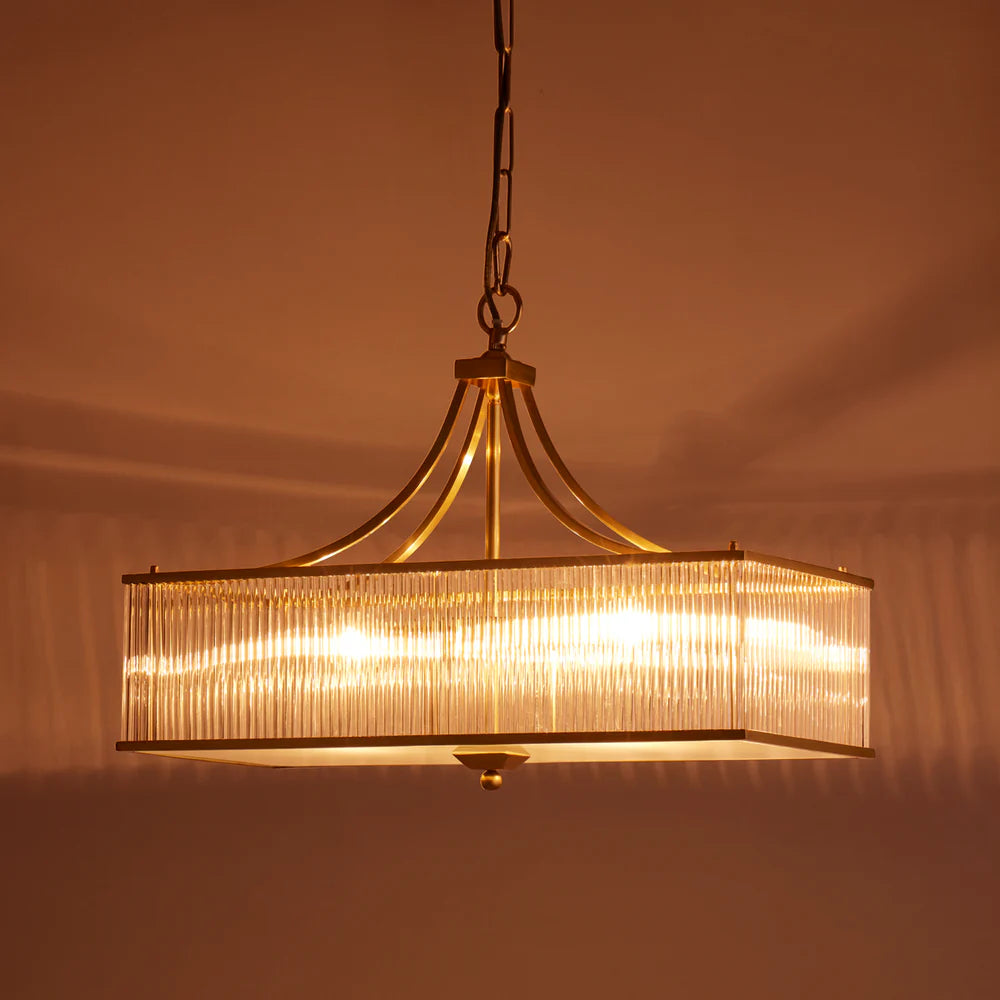 Pooky Smaller Odin Chandelier in Brass with Glass Rods