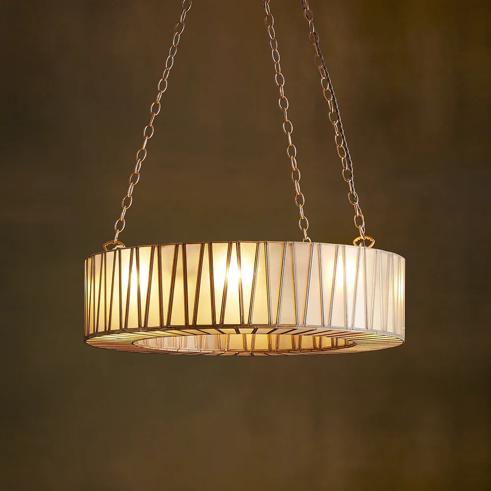 Pooky Shard Chandelier in Brass and Frosted Glass