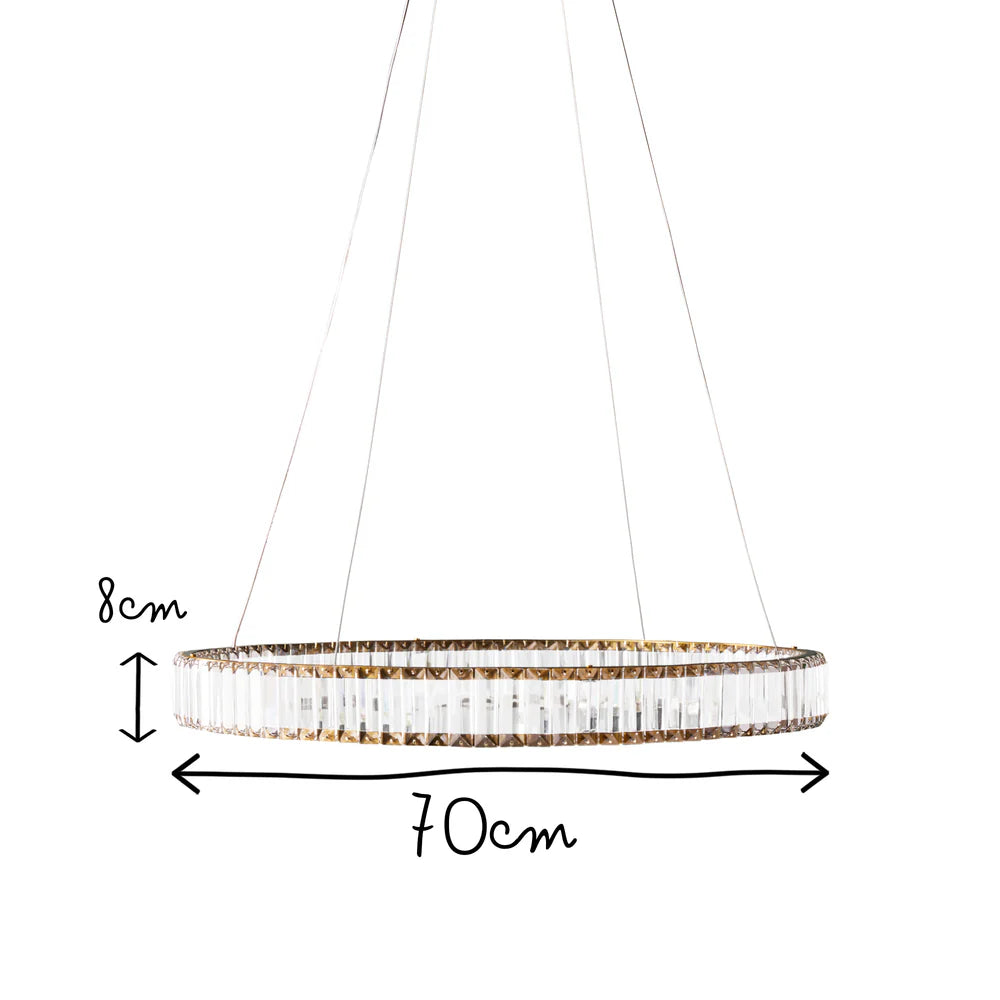 Pooky Wonderella Single Ring Chandelier in Clear Glass and Brass