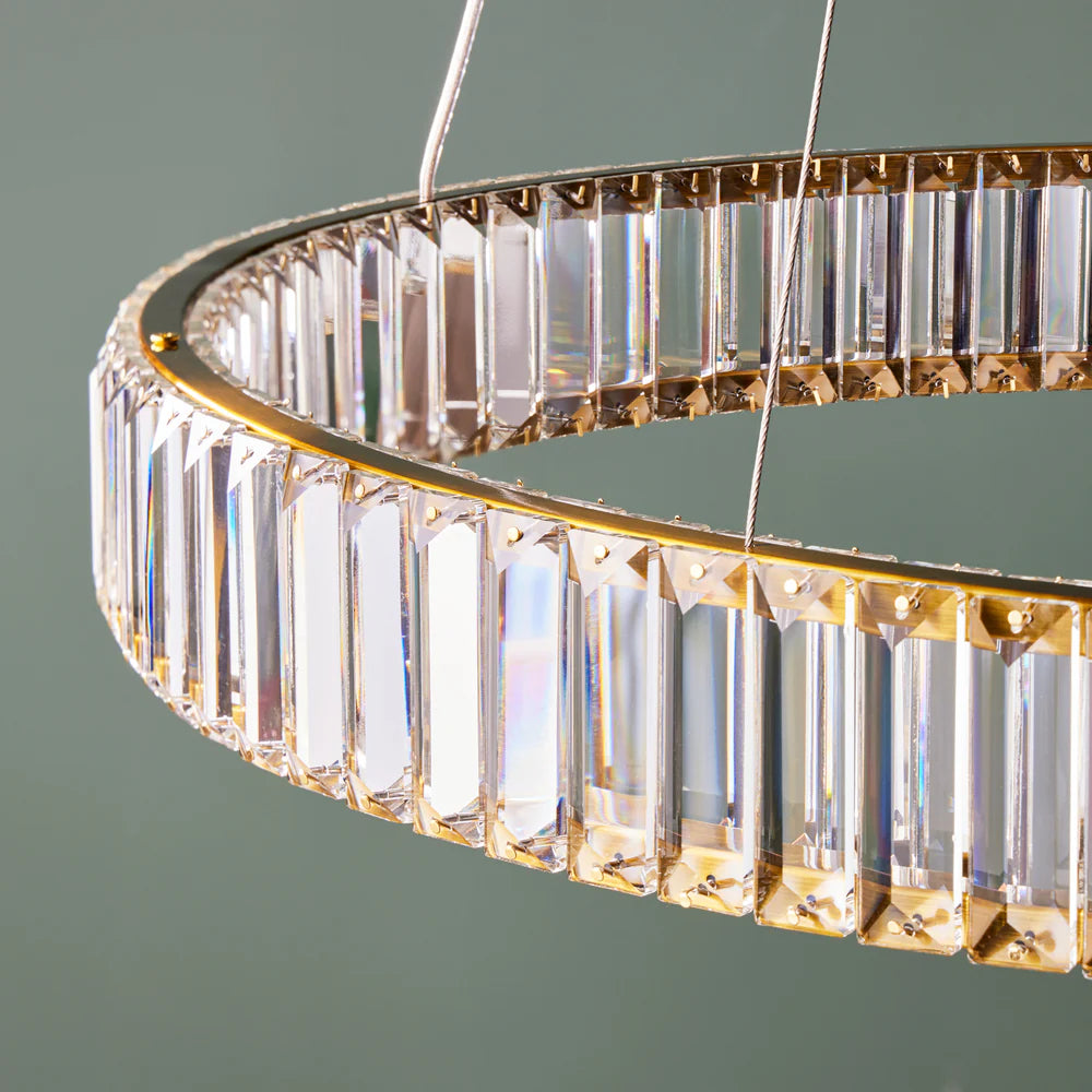 Pooky Wonderella Single Ring Chandelier in Clear Glass and Brass