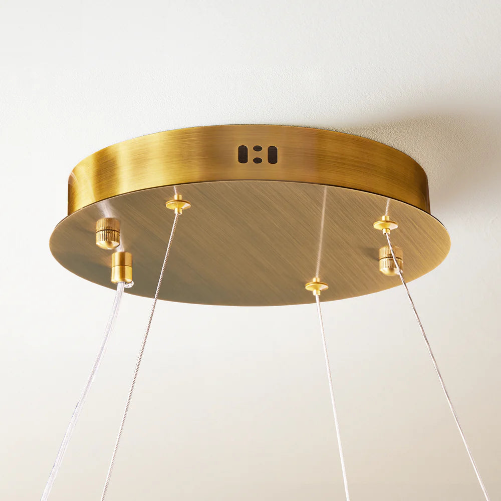 Pooky Wonderella Single Ring Chandelier in Clear Glass and Brass