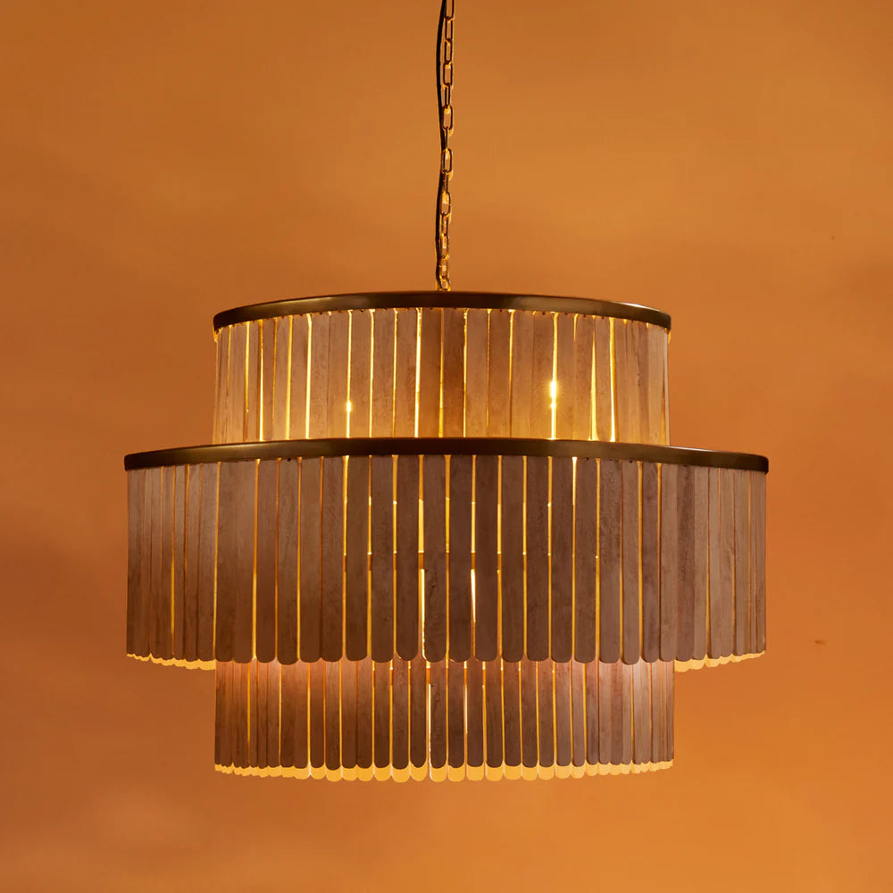 Pooky Zapper Chandelier in Natural Wood