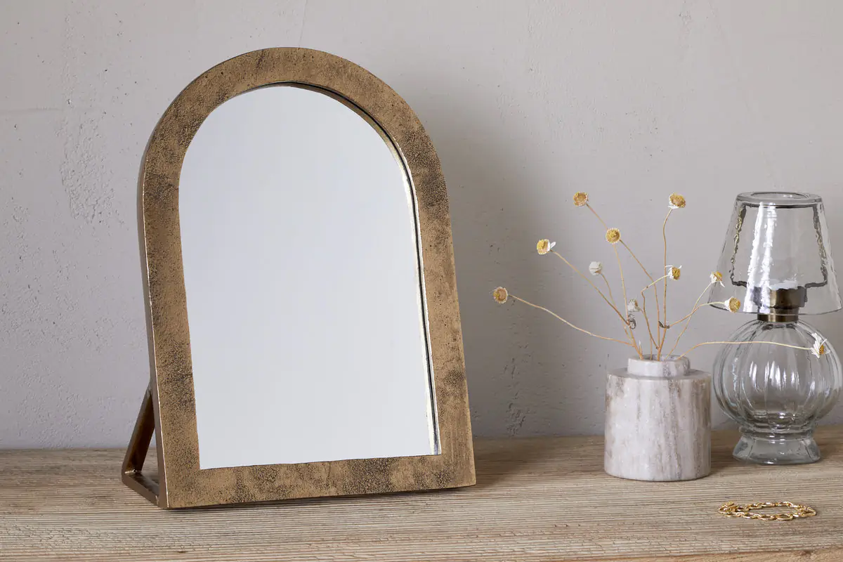 Nkuku - Cayce Cast Aluminum Vanity Mirror - Antique Brass