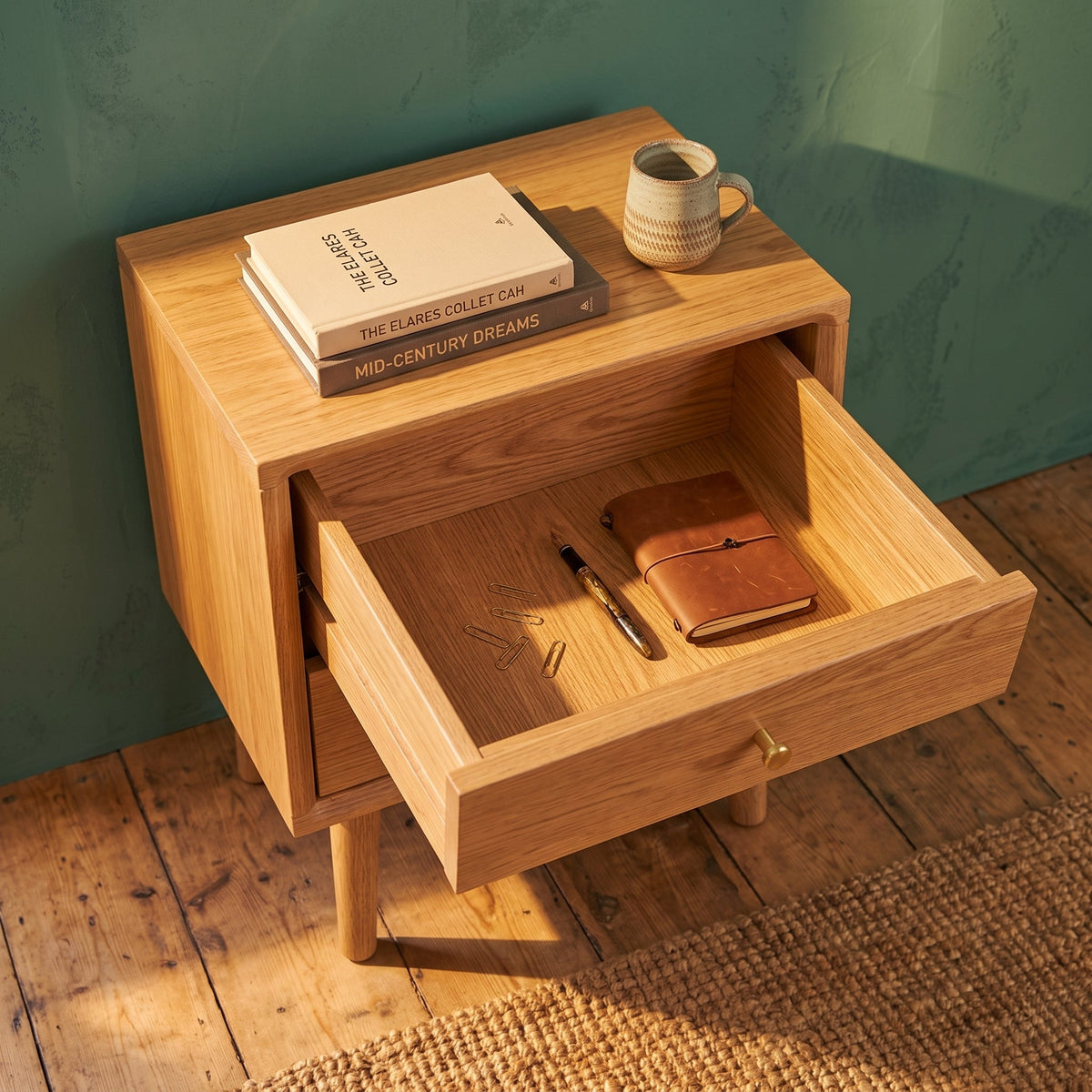 Fishe & Lilly Wright Oak Bedside Table