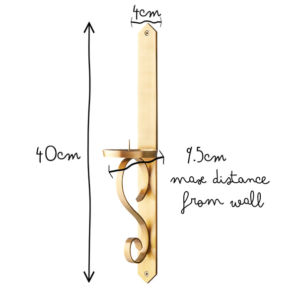 Pooky - Tivoli Wall Mounted Candle Holder - Antiqued Brass