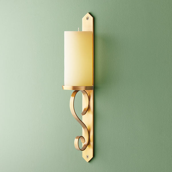 Pooky - Tivoli Wall Mounted Candle Holder - Antiqued Brass