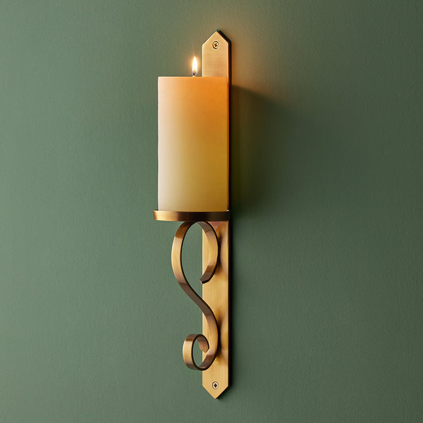 Pooky - Tivoli Wall Mounted Candle Holder - Antiqued Brass
